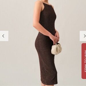 RIHOAS Chocolate Brown Midi Dress